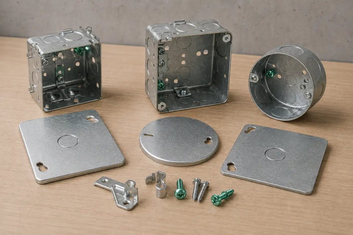 Boîtes de connexion électrique métalliques avec accessoires pour installation