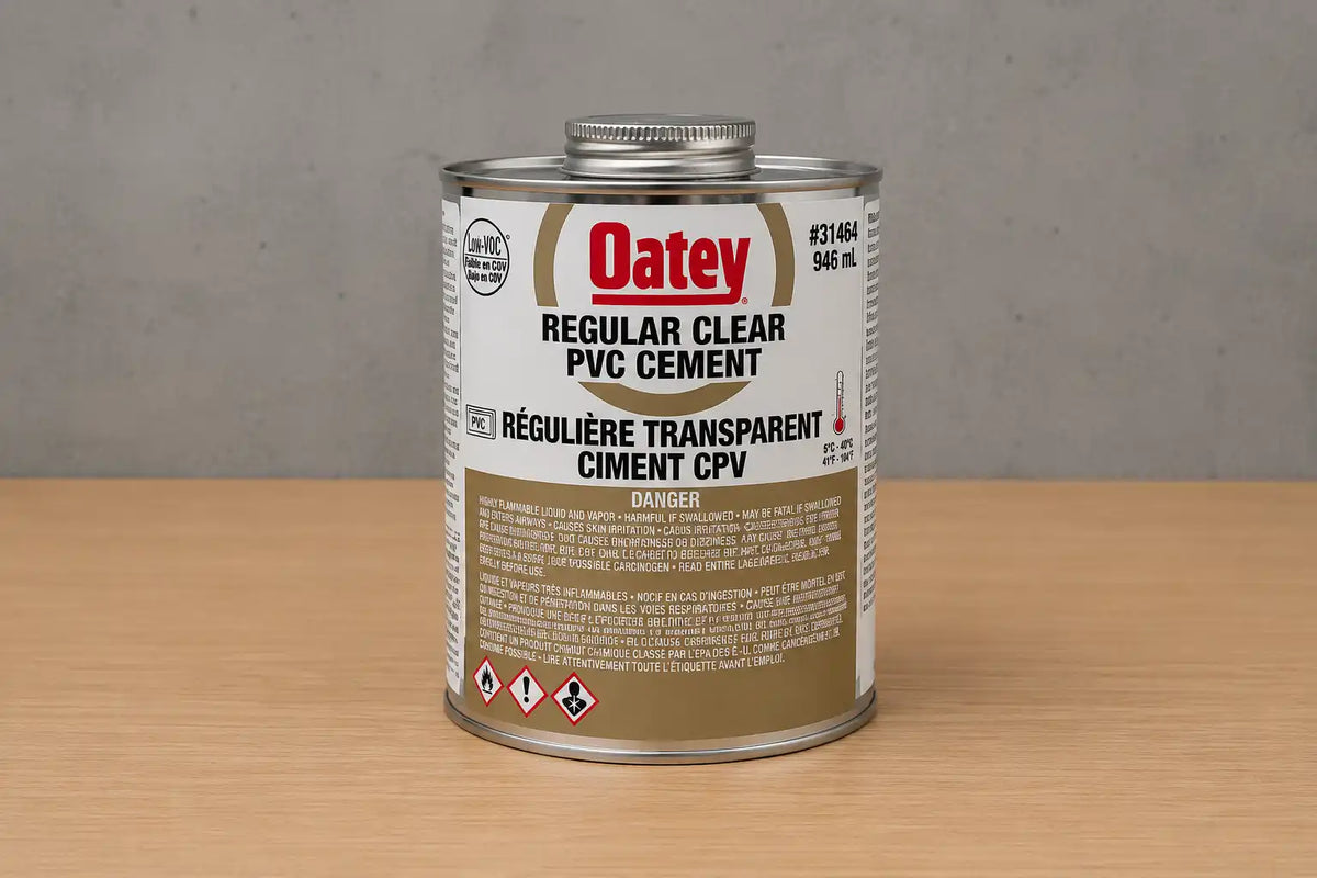 Ciment PVC transparent Oatey, référence #31464, contenance 946 ml