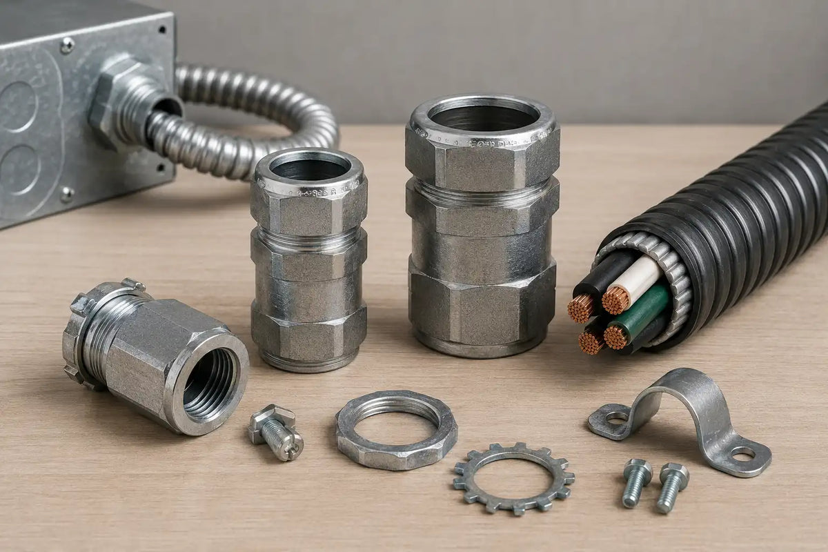 Connecteurs électriques métalliques avec câbles et accessoires