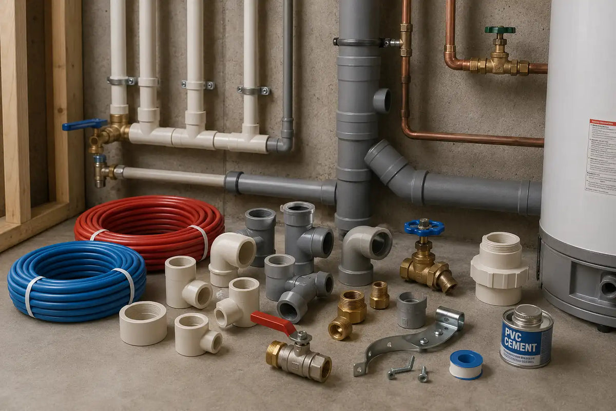 Kit de tuyauterie, robinets et accessoires pour travaux de plomberie et électricité