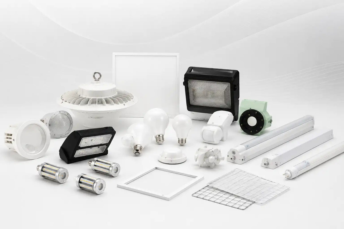 Collection de produits éclairage LED variés pour professionnels.