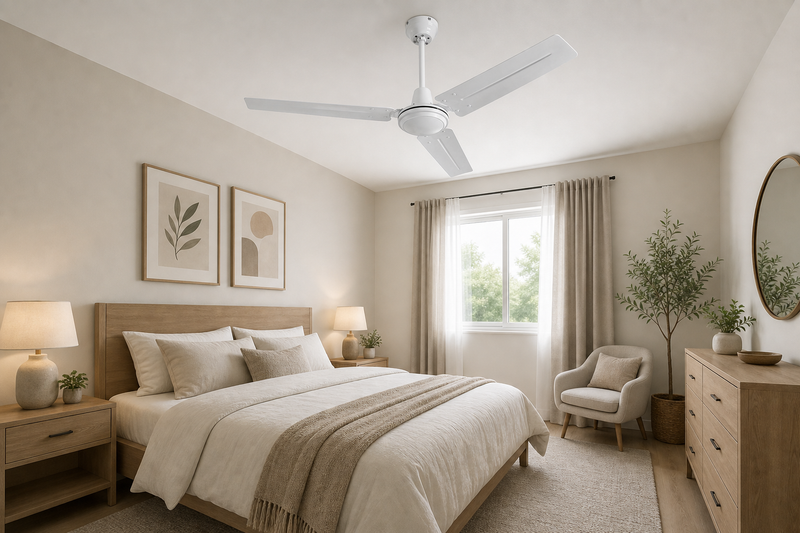 VENTILATEUR DE PLAFOND 56'' BLANC AVEC CONTRÔLE INCLUS (1 SENS DE ROTATION)
