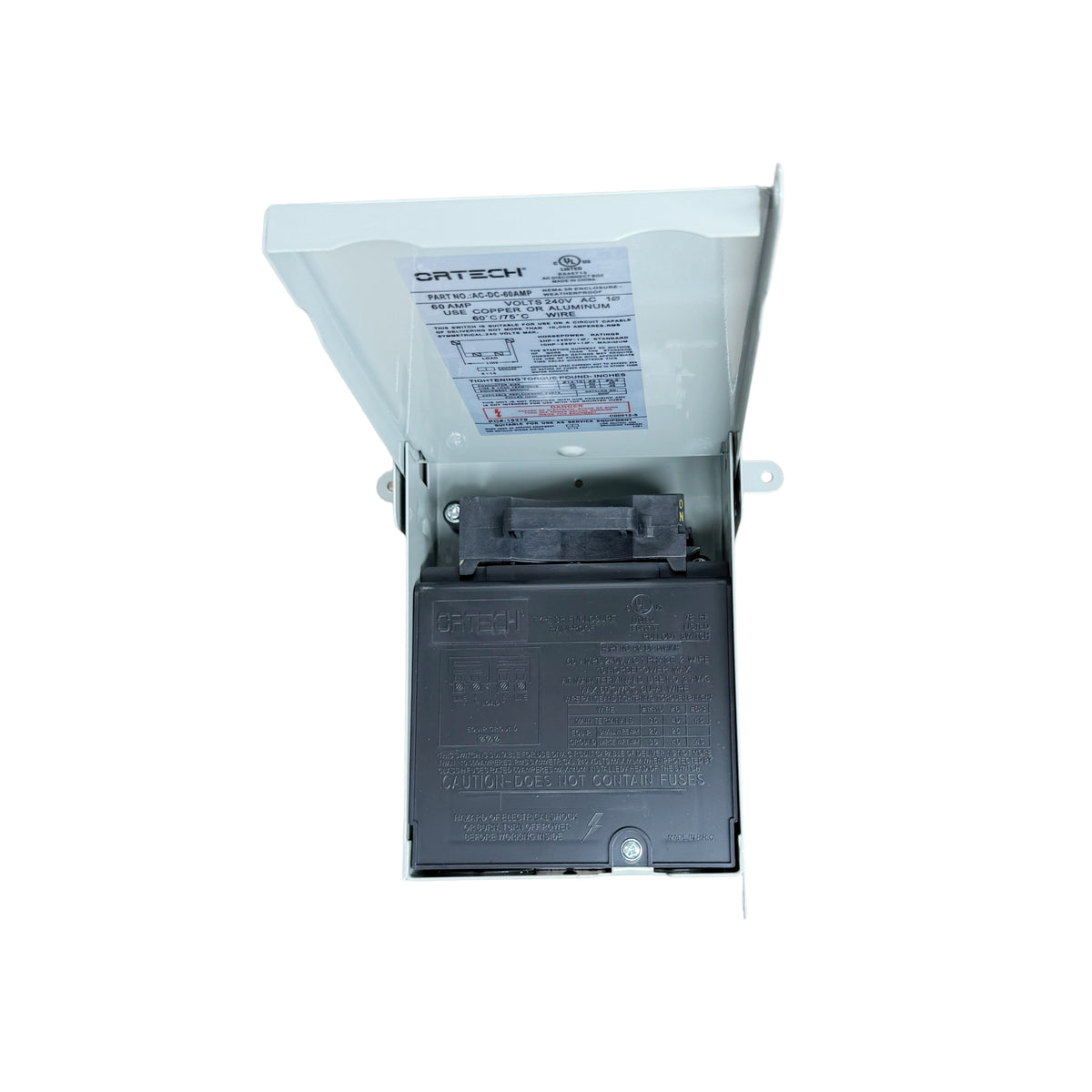 DISJONCTEUR NEMA 3R GRIS POUR CLIMATISEUR 60 A HOMOLOGUÉ POUR L'EXT(BTE12)