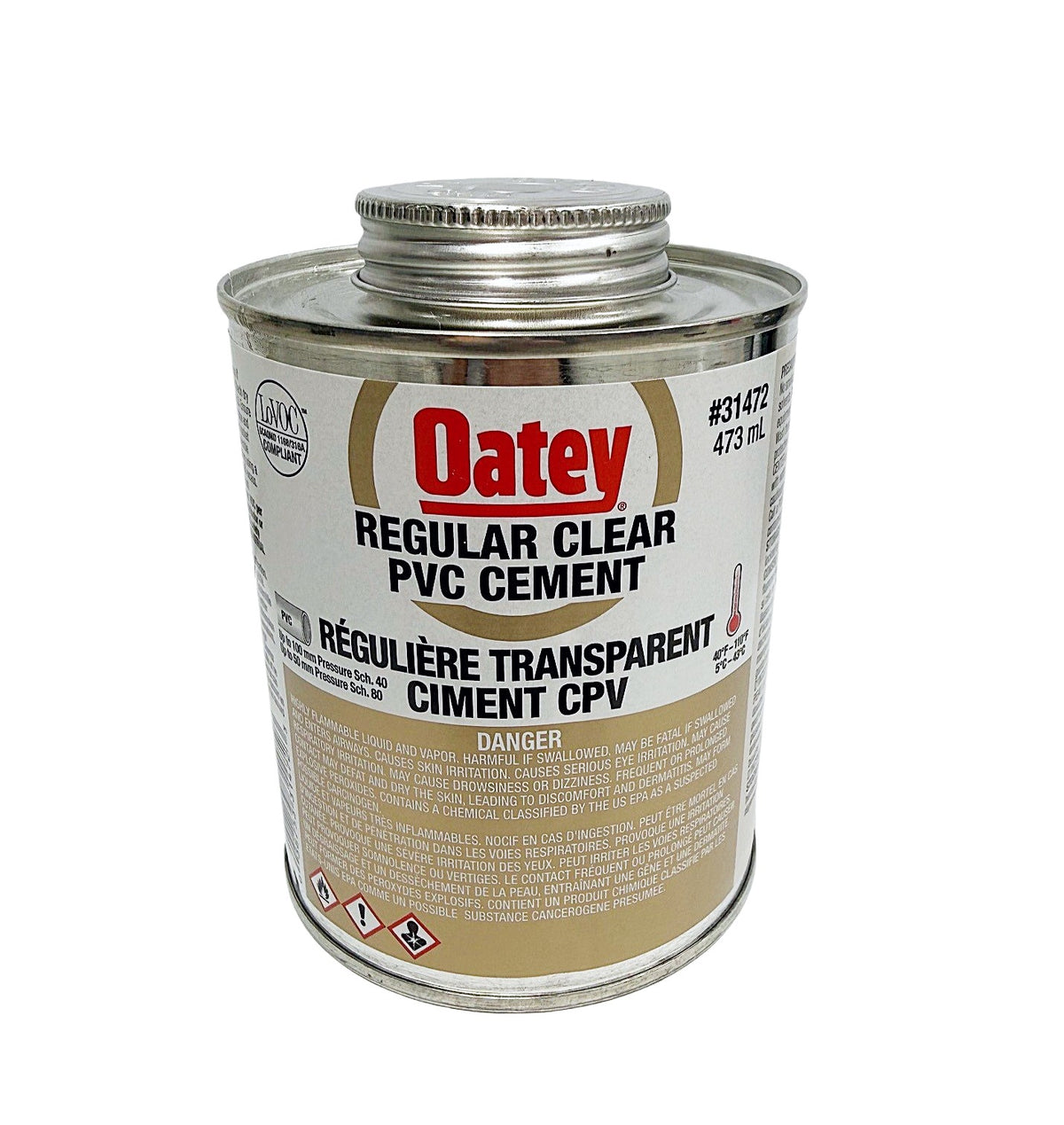 Contenant 1/2 l ( 473 ml ) colle pvc régulière transparent (bte24)